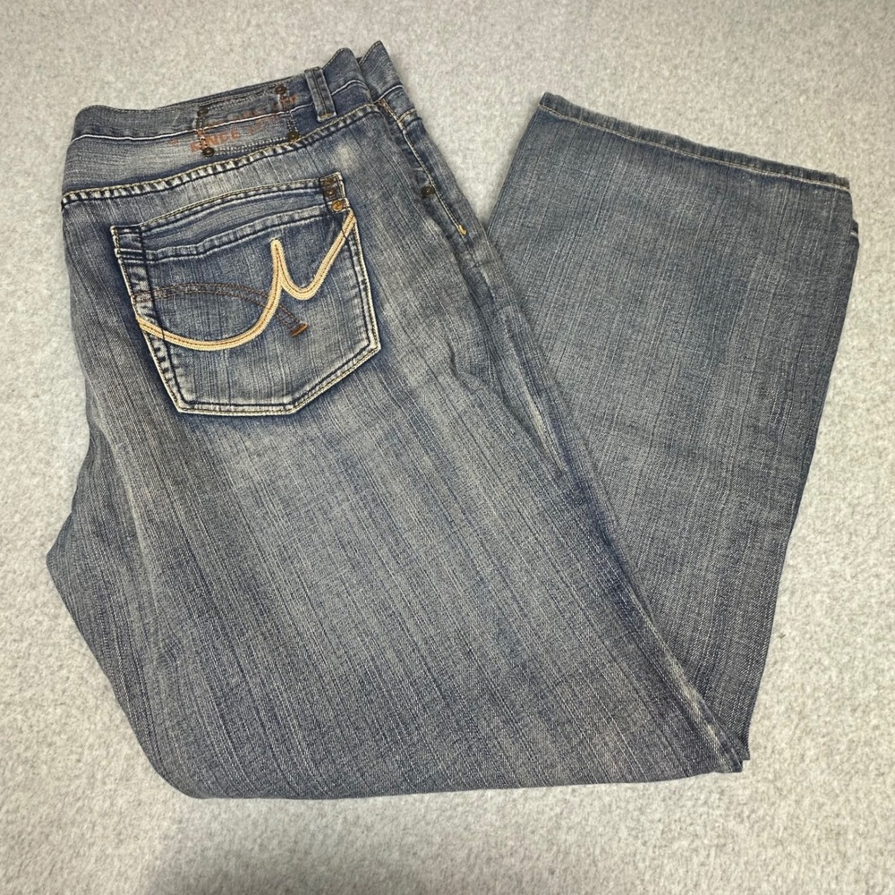 Pepe Jeans London Mens 42 Blue Distressed Embroidered Relaxed Straight Leg Denim